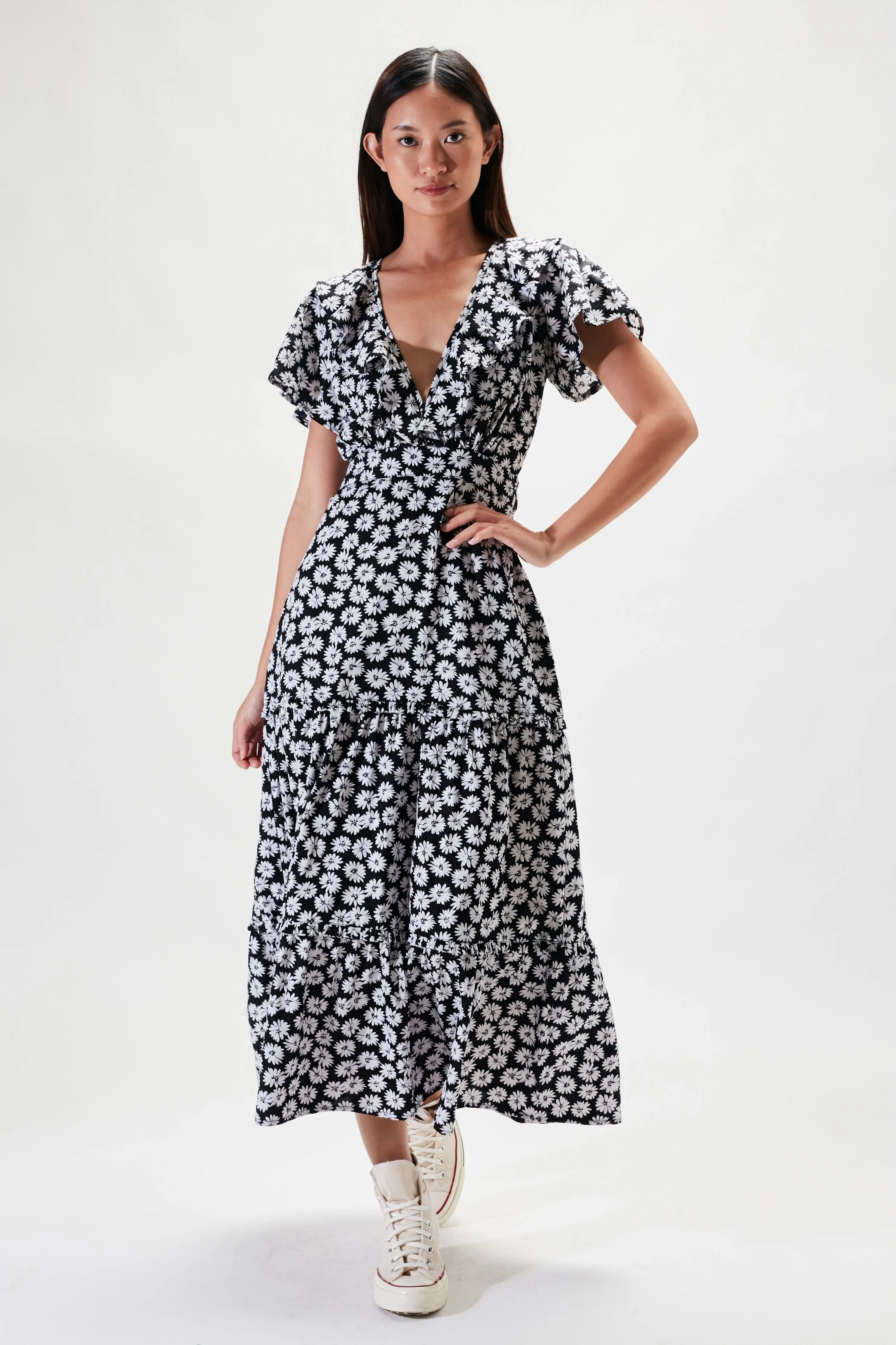 RUE STIIC LUCILLE MAXI DRESS - BLACK DAHLIA FLORAL