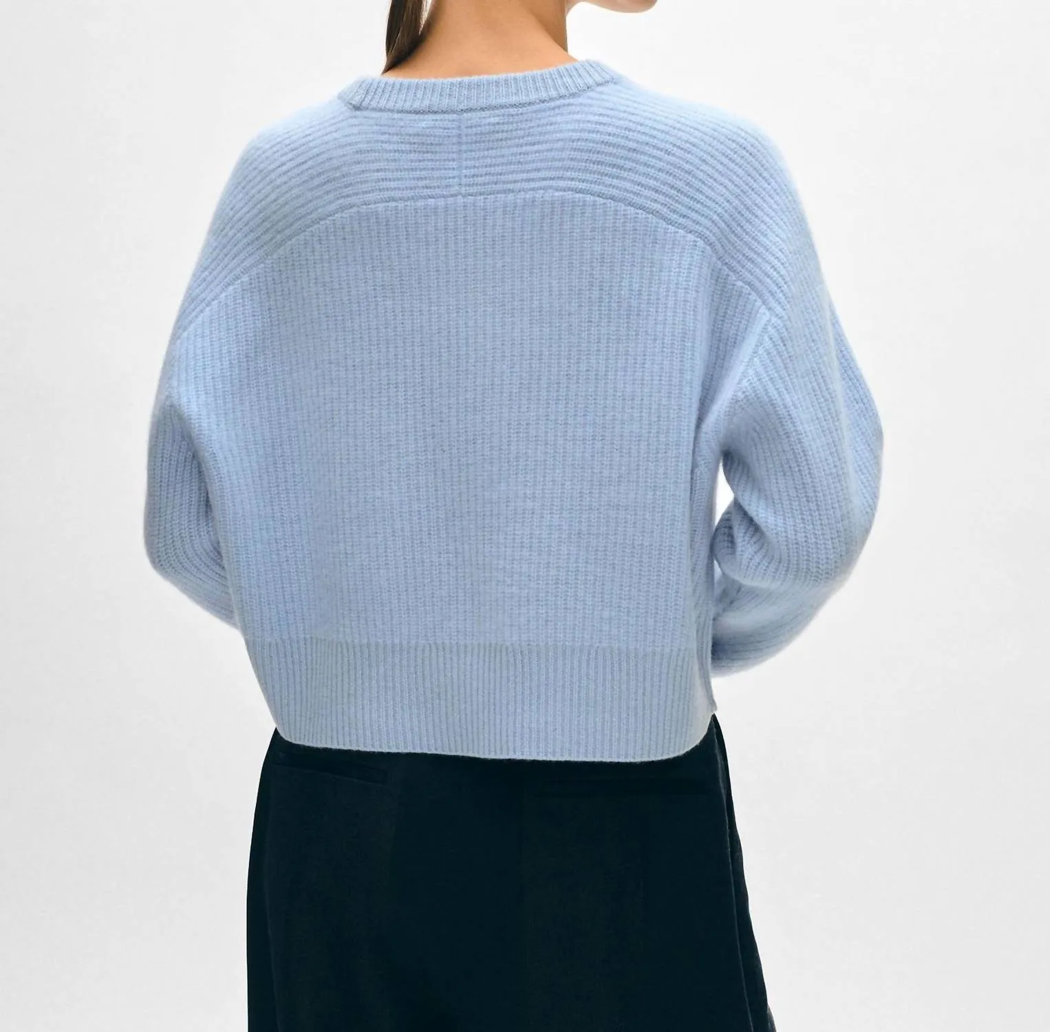 Saddle Sleeve Crewneck Sweater In Icy Blue