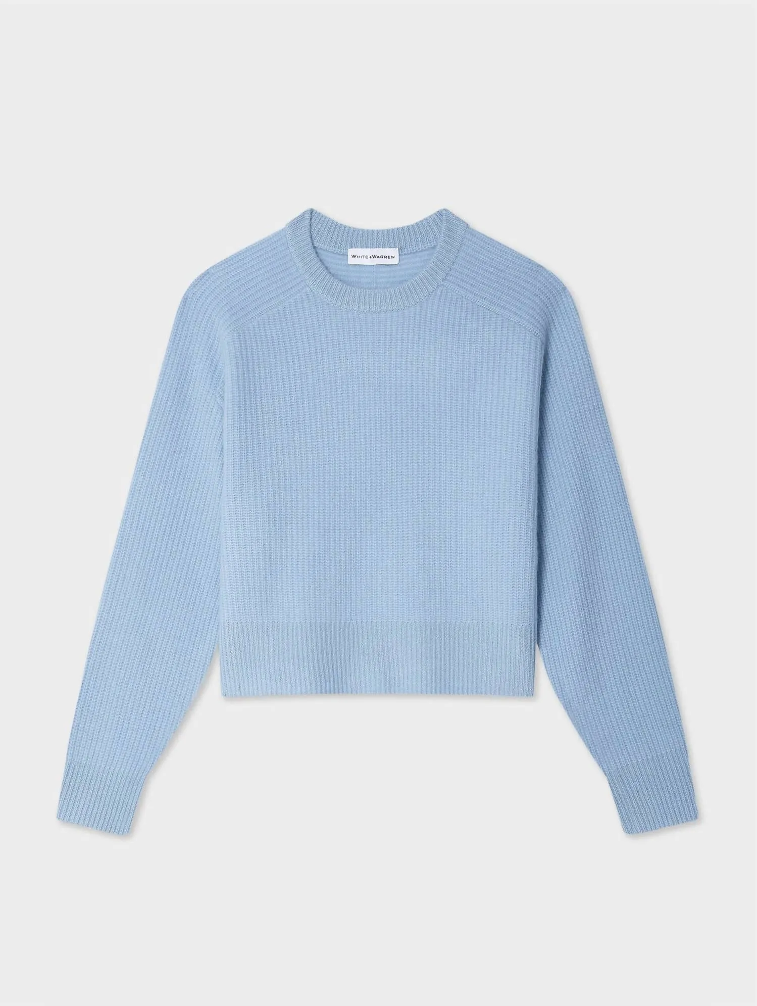 Saddle Sleeve Crewneck Sweater In Icy Blue