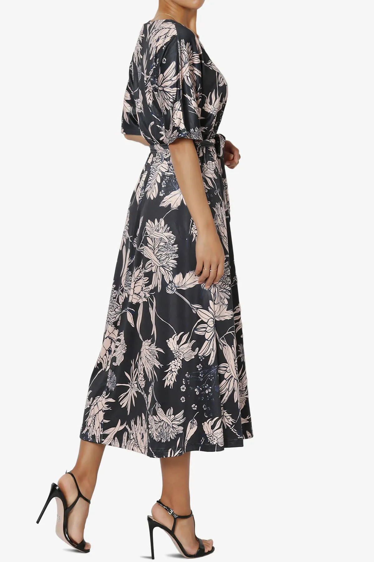 Samarah Floral Kimono Jersey Midi Dress
