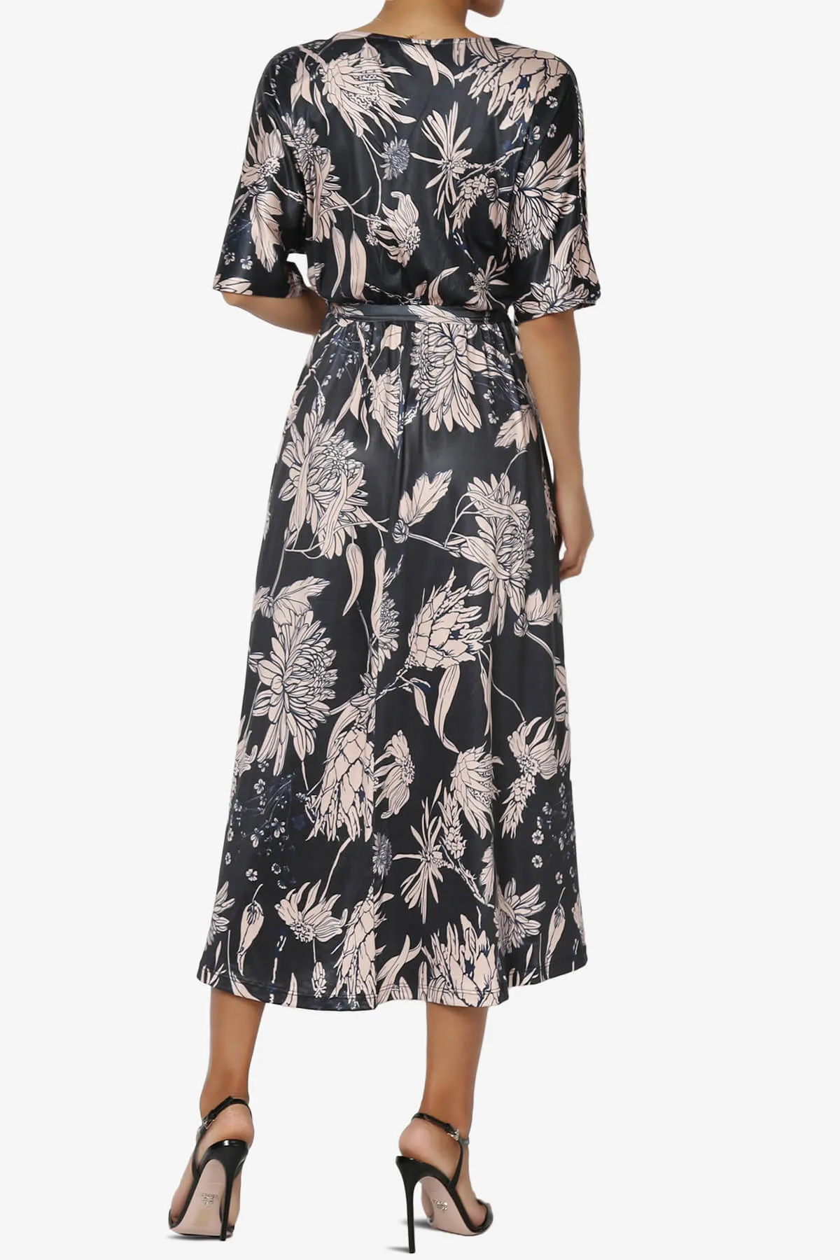 Samarah Floral Kimono Jersey Midi Dress