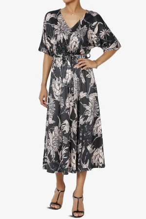 Samarah Floral Kimono Jersey Midi Dress