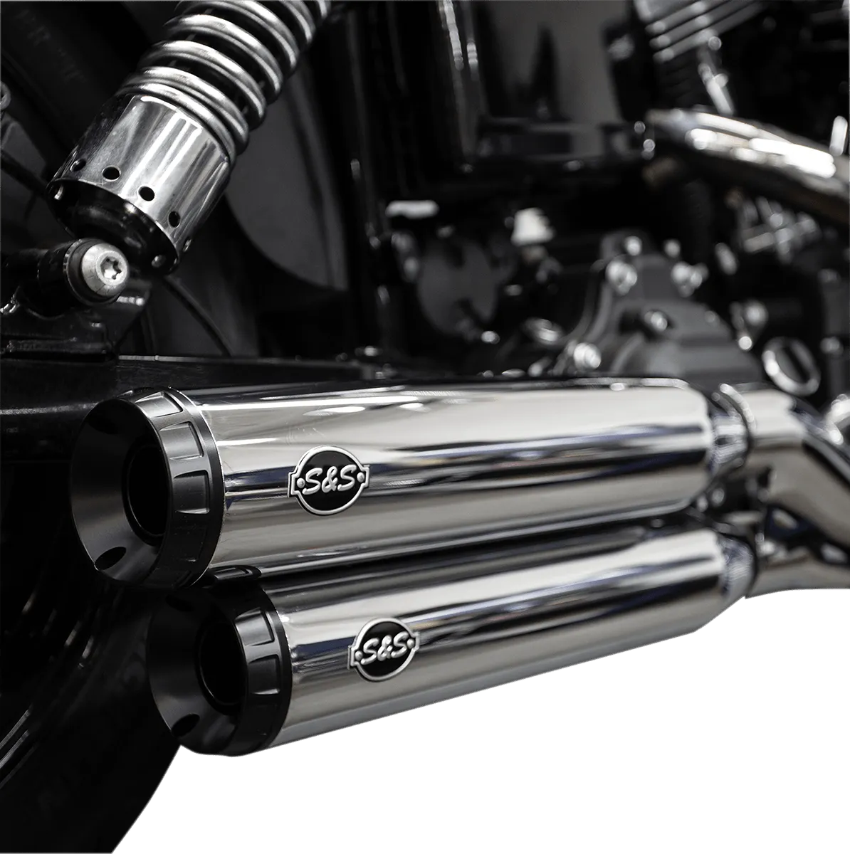 S&S Cycle 550-0725 Grand National Slip-On Mufflers - Black Ceramic