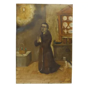 San Pasqual Bailon - Kitchen Saint 19th Century Mexican Retablo #144