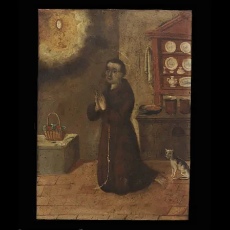 San Pasqual Bailon - Kitchen Saint 19th Century Mexican Retablo #144