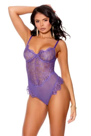 Sexy Eyelash Lace and Mesh Slip-On Lingerie