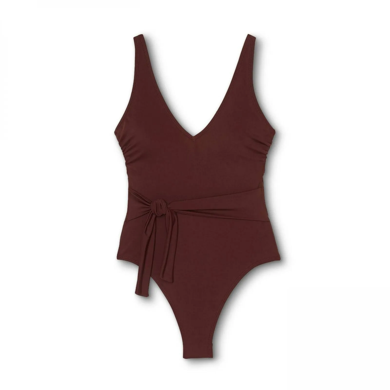 Shade & Shore Women's Plunge Tie-Front Wrap One Piece Swimsuit
