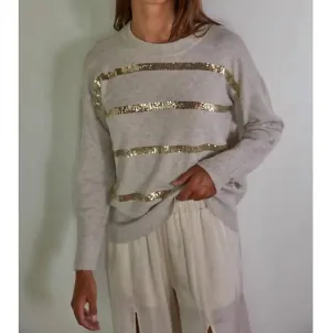 Shimmer On Pullover Sweater In Cream
