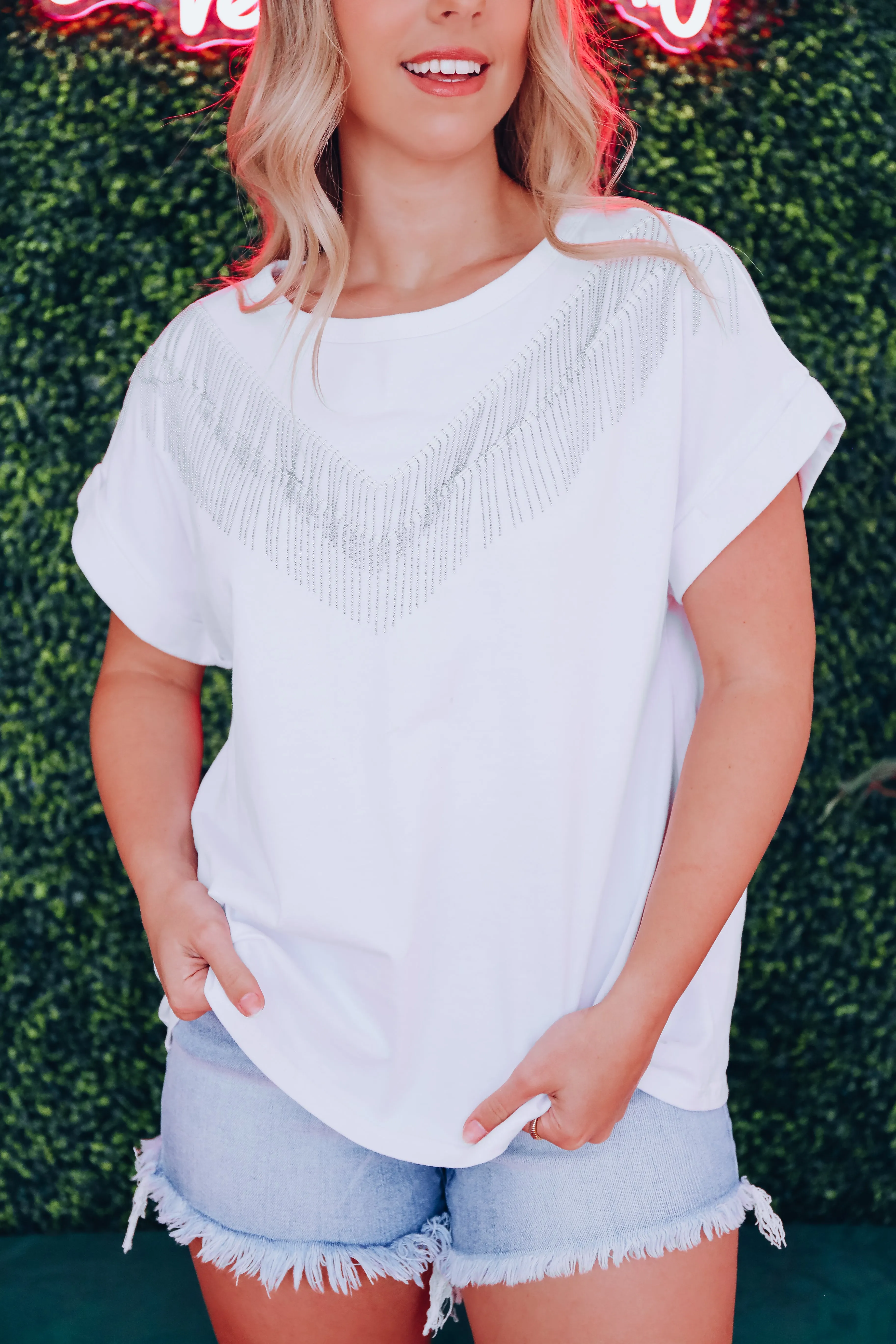 Silver Fringe Casual Top
