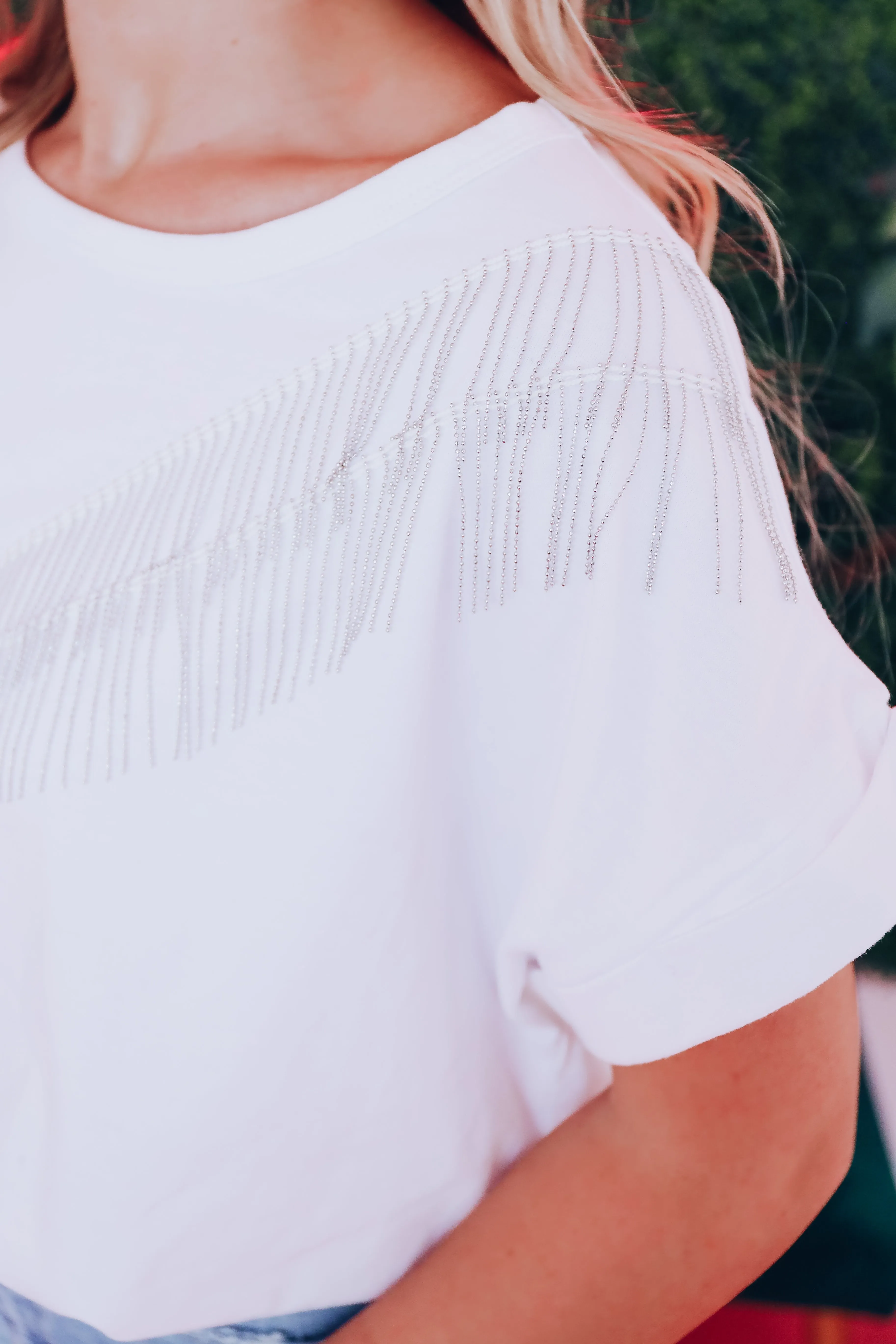 Silver Fringe Casual Top