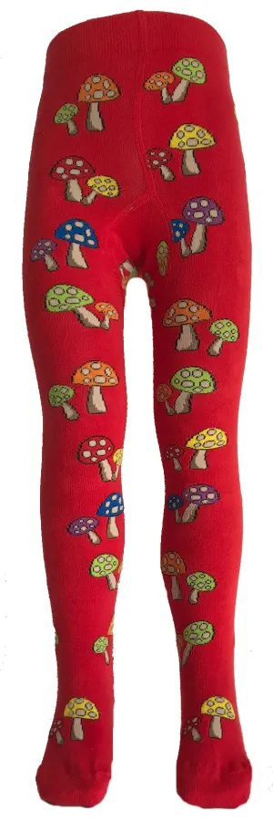 Slugs & Snails Unisex Tights - Red Fun Guy Rainbow Mushrooms