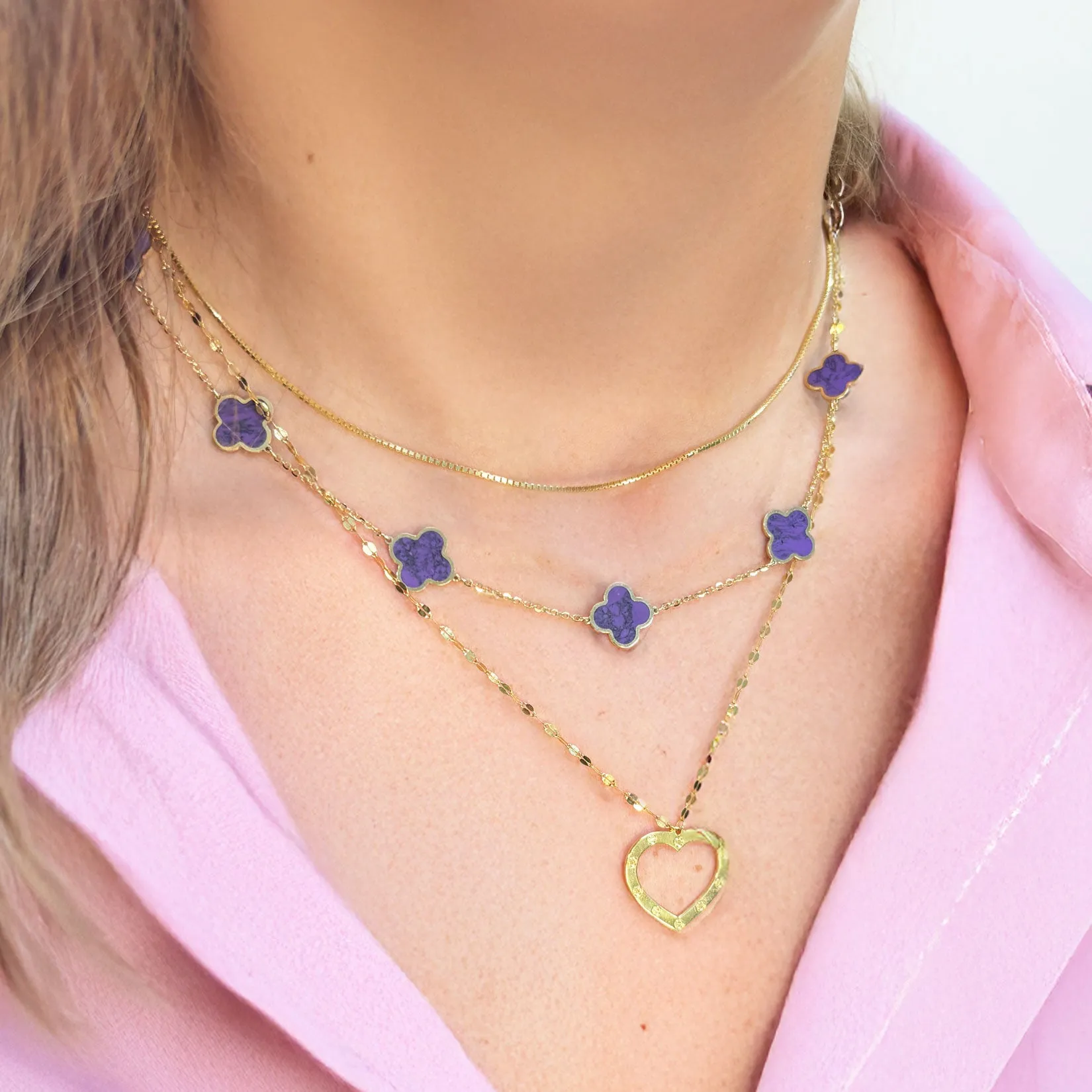 Small Amethyst Clover Necklace