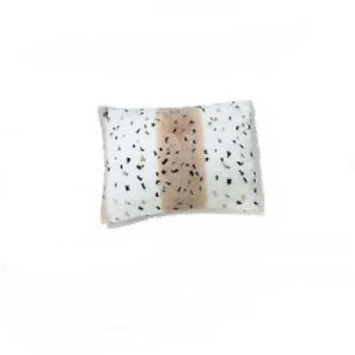 Snow Leopard Print Faux Fur Cushion Pillow with Beige Fleece Back