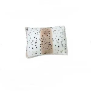 Snow Leopard Print Faux Fur Cushion Pillow with Beige Fleece Back