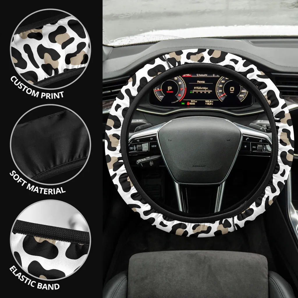 Snow Leopard Steering Wheel Cover