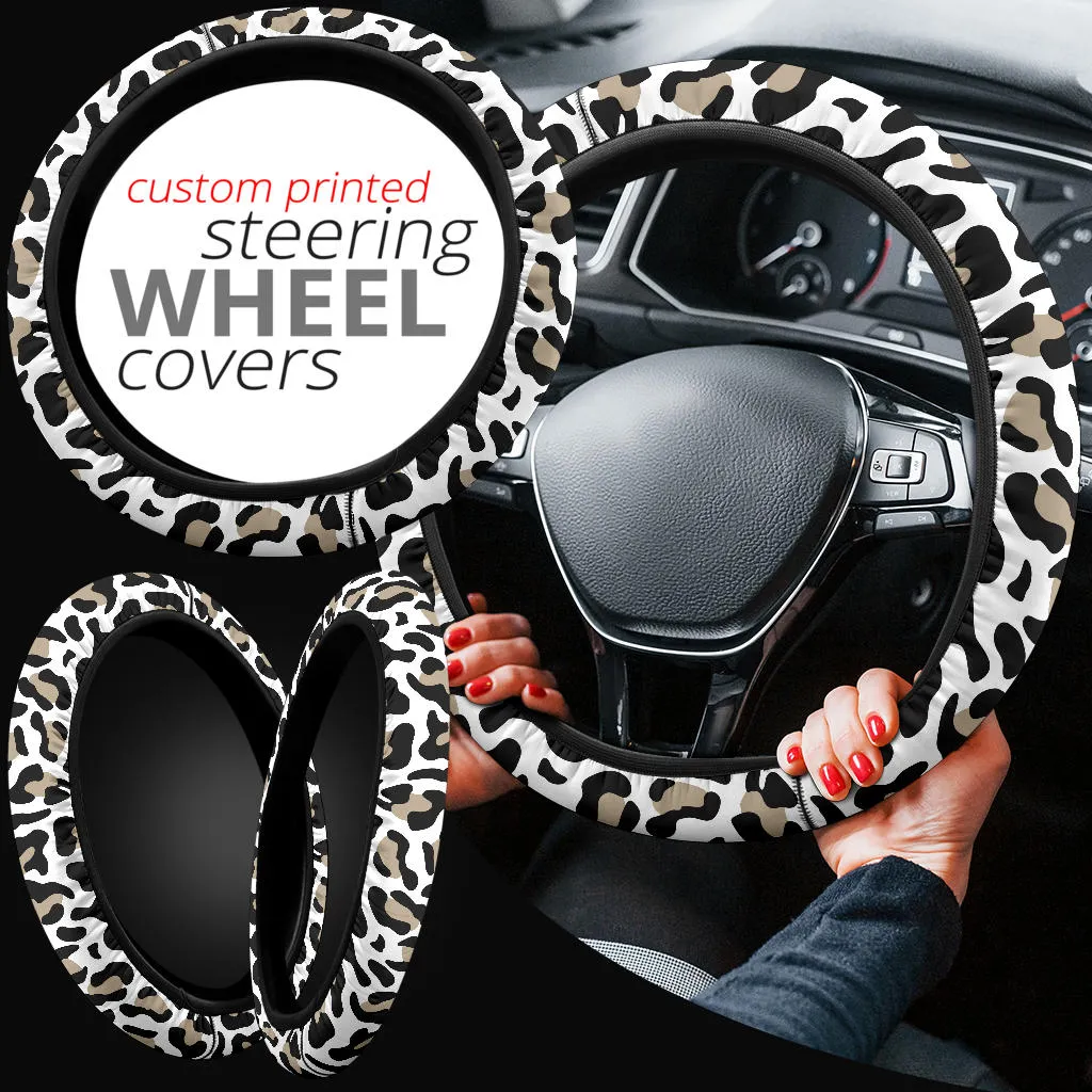 Snow Leopard Steering Wheel Cover