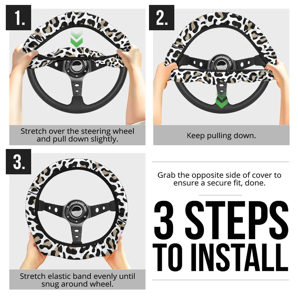 Snow Leopard Steering Wheel Cover