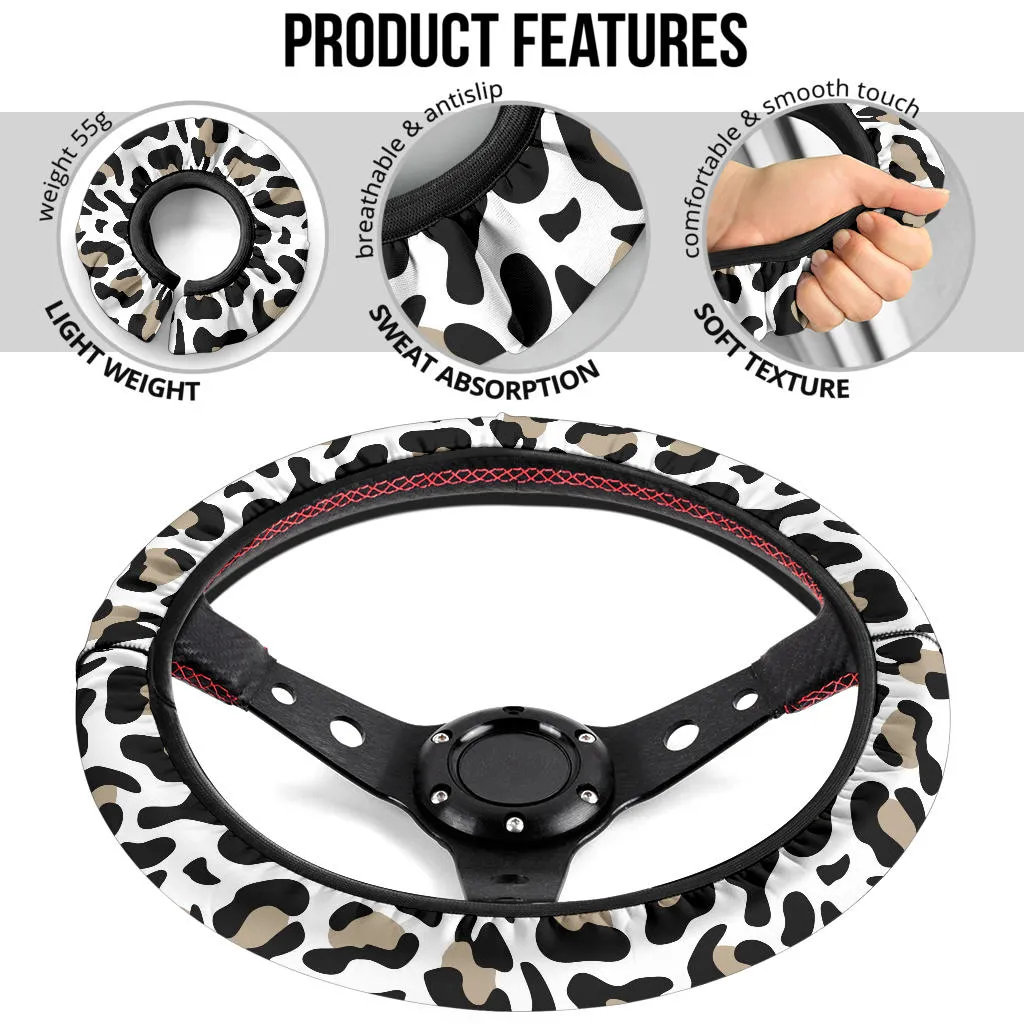 Snow Leopard Steering Wheel Cover