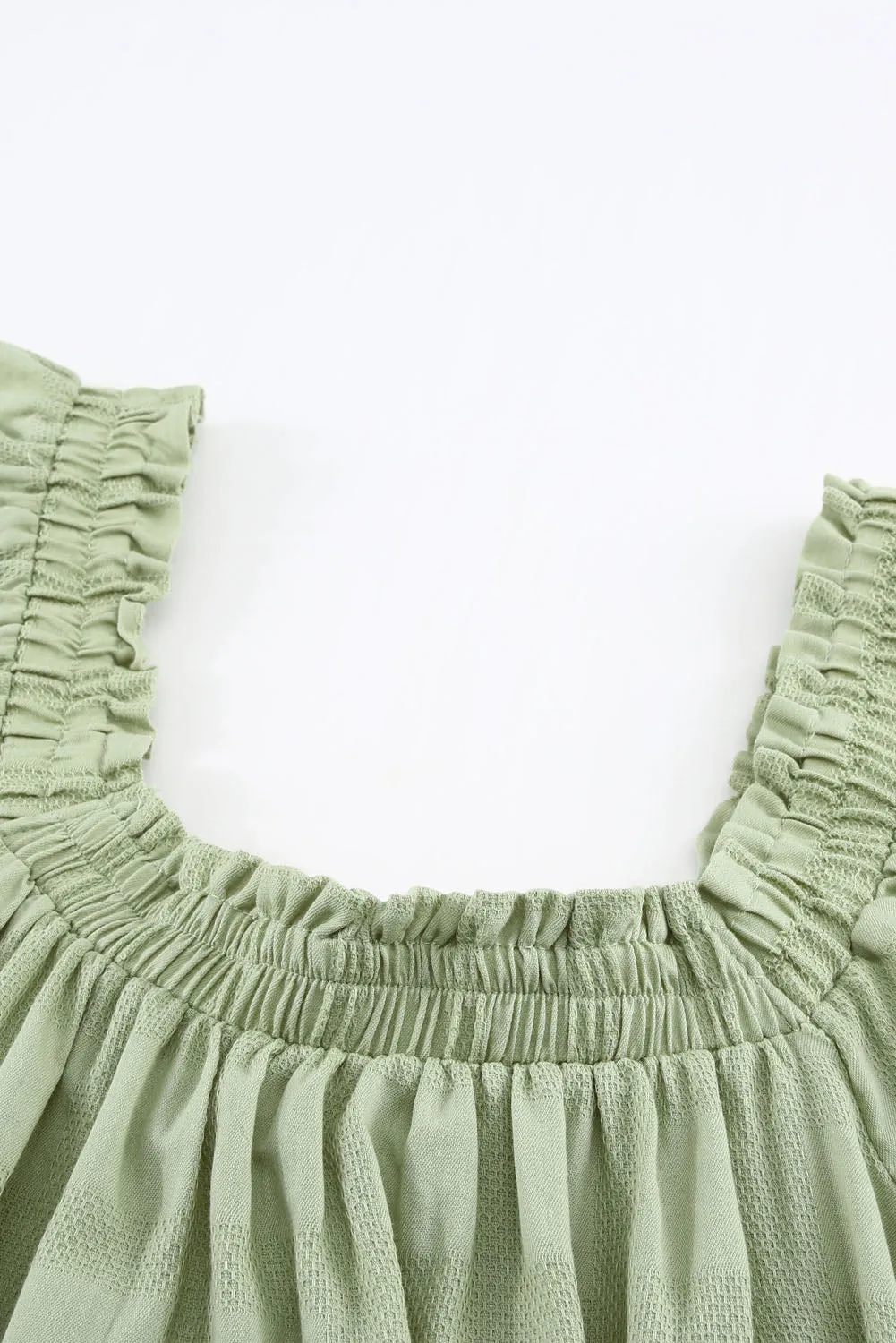 Square Neck Jacquard Short Sleeves Top