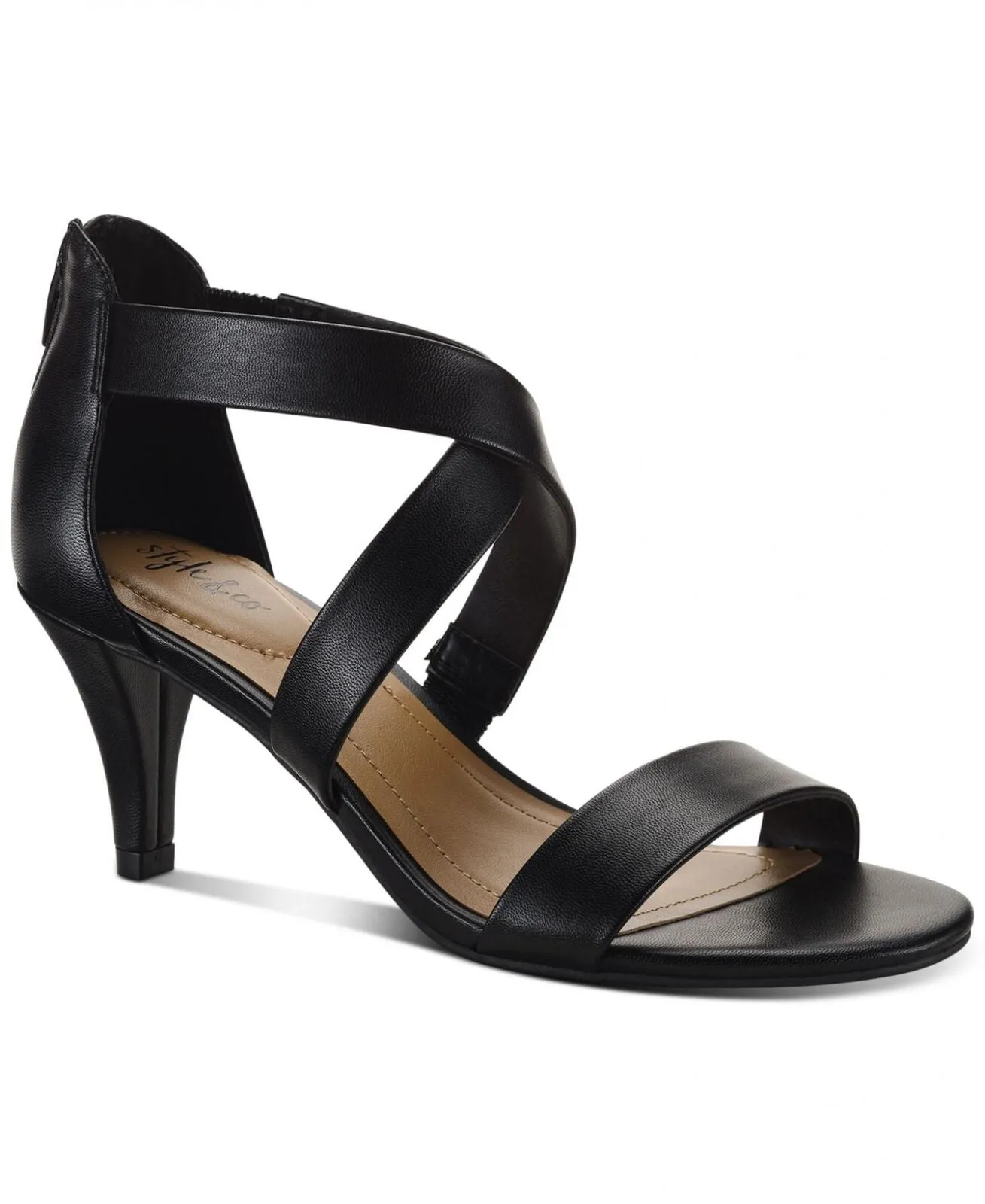 Style & Co. Womens Paysonn Criss-Cross Front Kitten Heels 10003086600 Black 8M