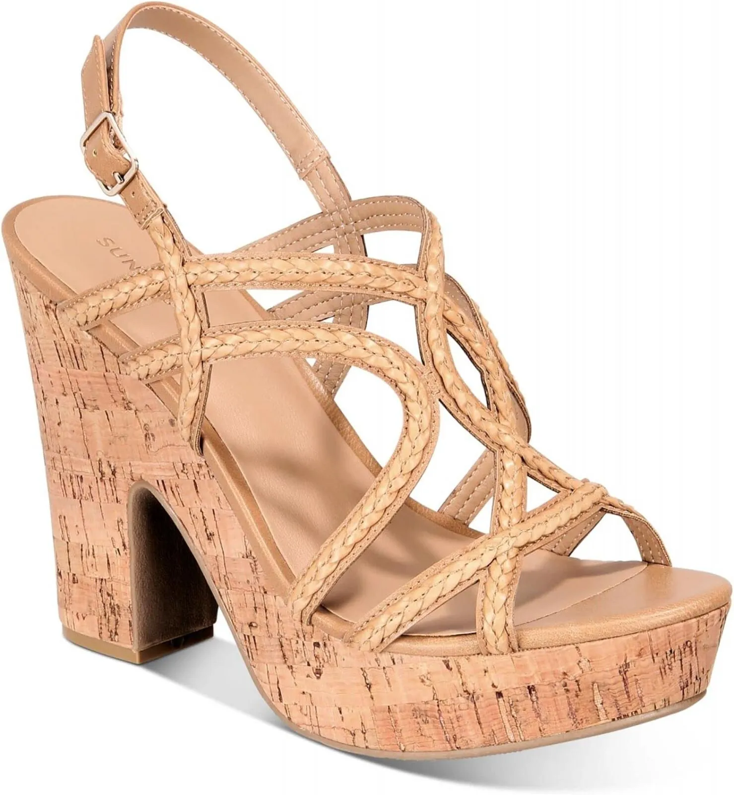 Sun Stone Block Heel Buckle Dress Sandals Amputee Replacement Left Shoe Only 10M