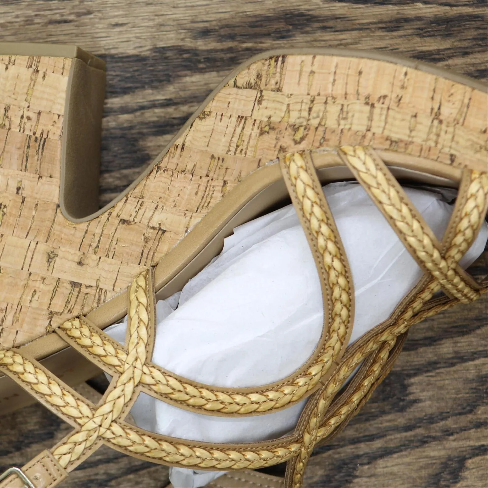 Sun Stone Block Heel Buckle Dress Sandals Amputee Replacement Left Shoe Only 10M