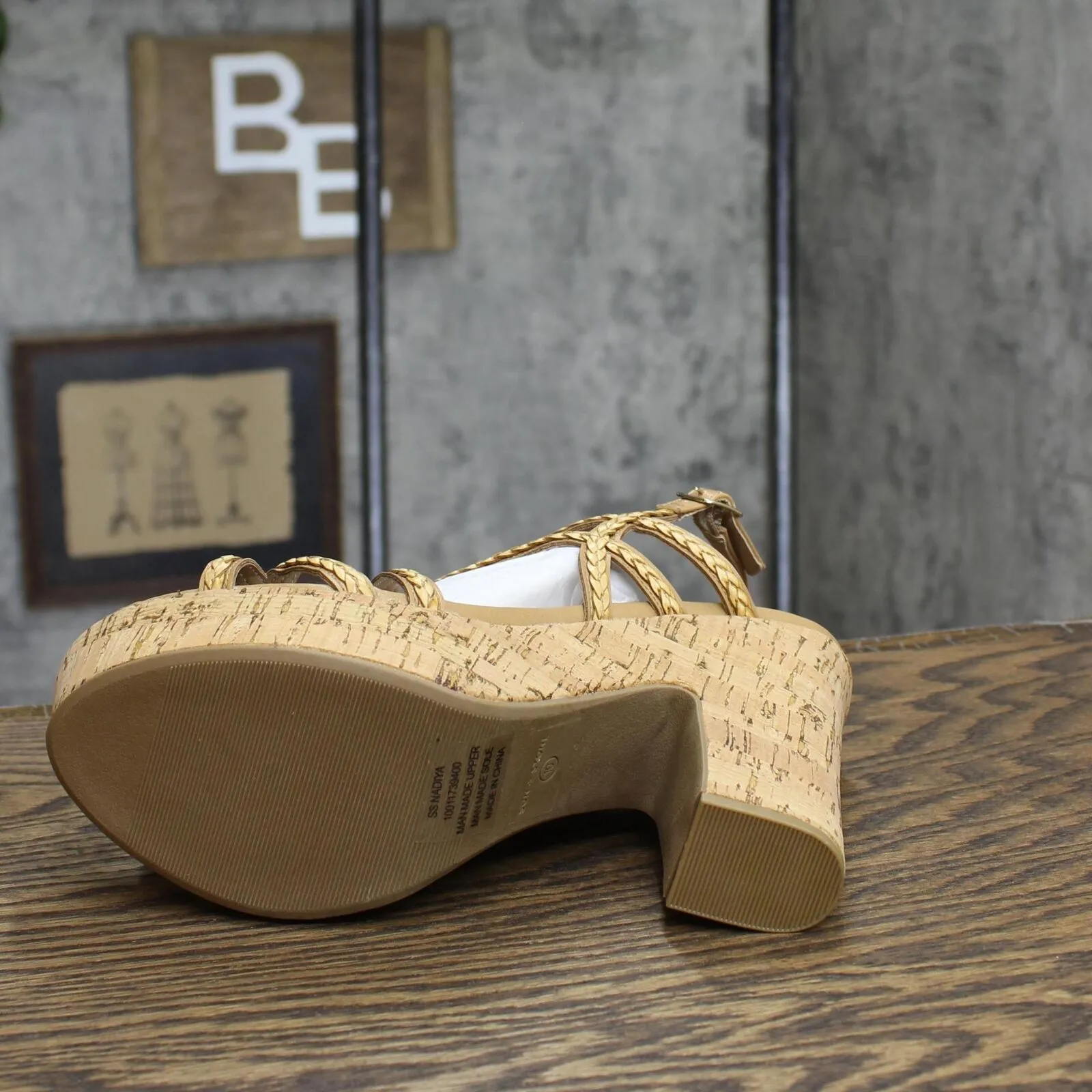 Sun Stone Block Heel Buckle Dress Sandals Amputee Replacement Left Shoe Only 10M