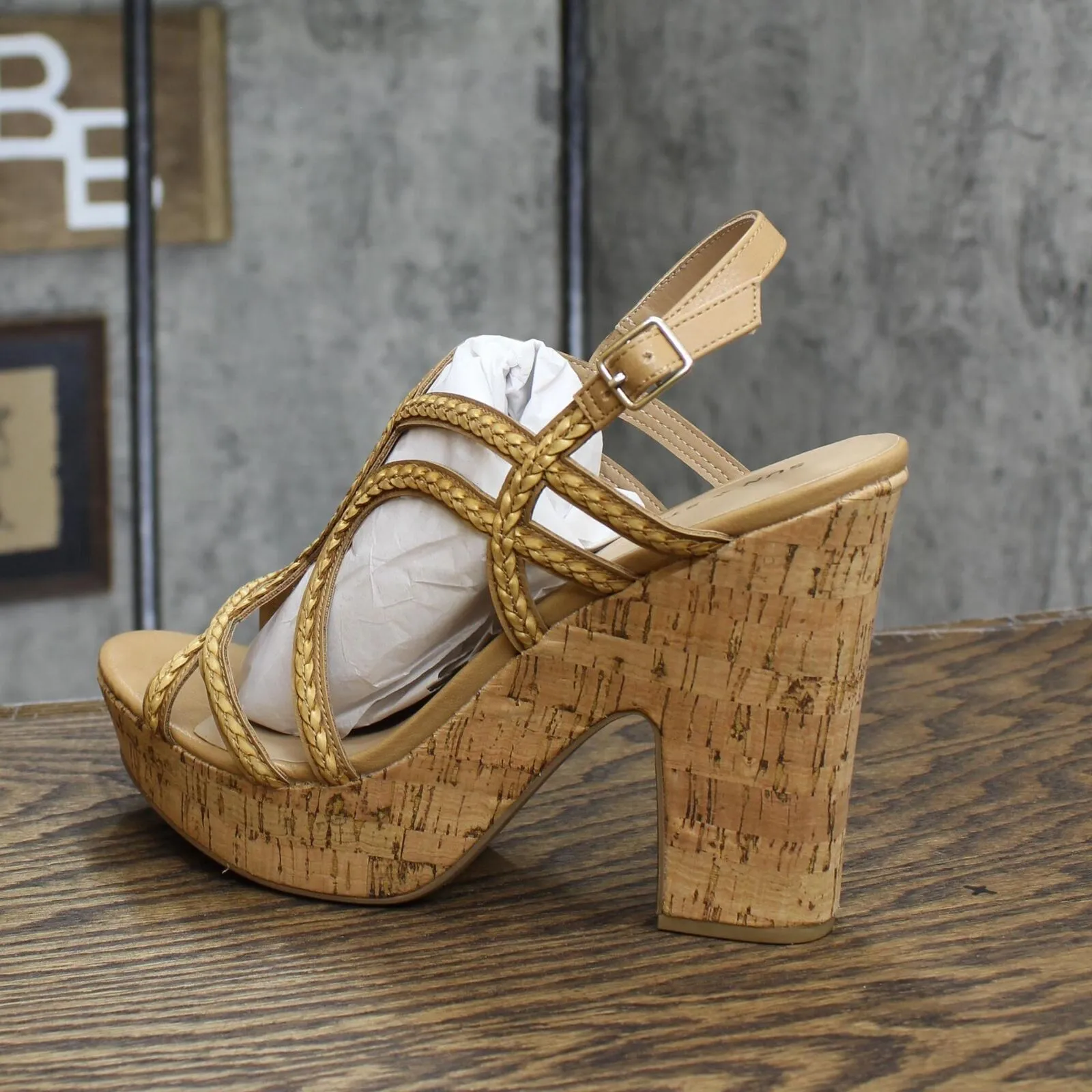 Sun Stone Block Heel Buckle Dress Sandals Amputee Replacement Left Shoe Only 10M