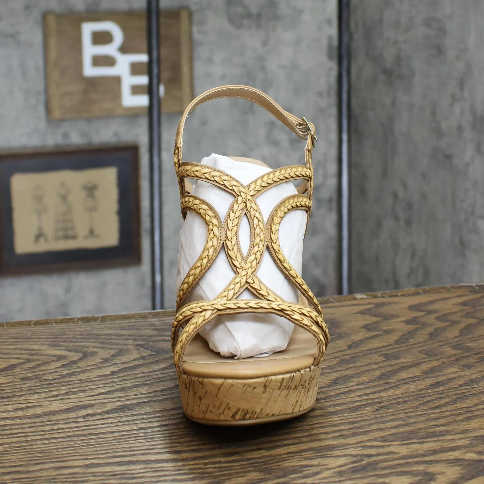 Sun Stone Block Heel Buckle Dress Sandals Amputee Replacement Left Shoe Only 10M