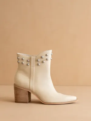 The Alofi | Beige Elegant bootie with metallic stud collar