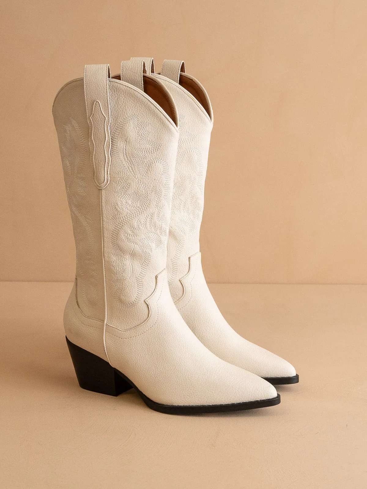 The Amaya | Off White Classic Western Boot