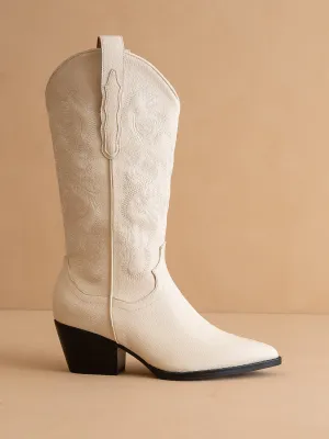 The Amaya | Off White Classic Western Boot