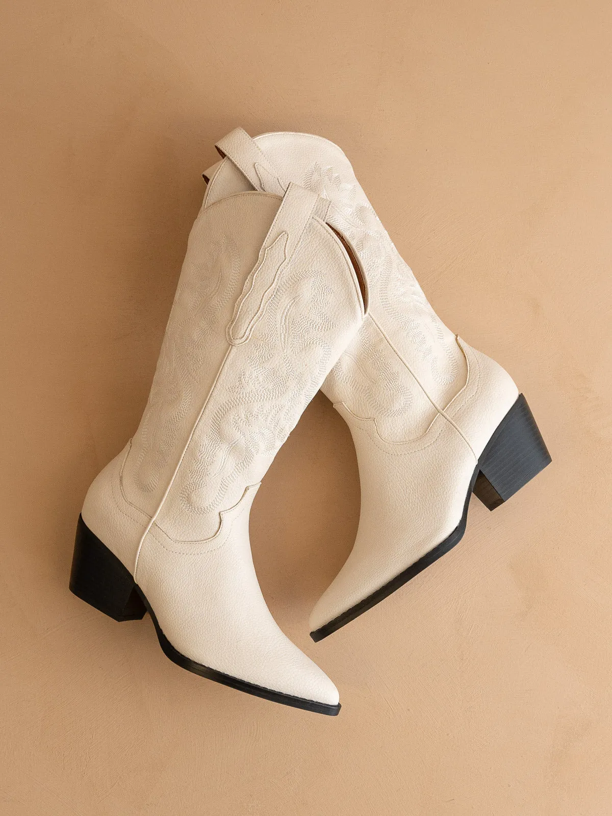 The Amaya | Off White Classic Western Boot