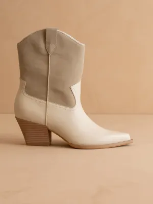 The Ames | Beige Short Cowboy Booties