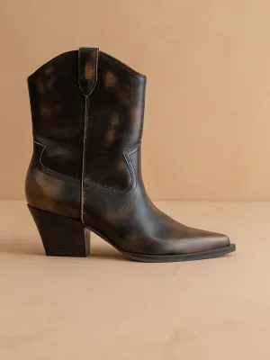 The Ames | Brown Short Cowboy Booties