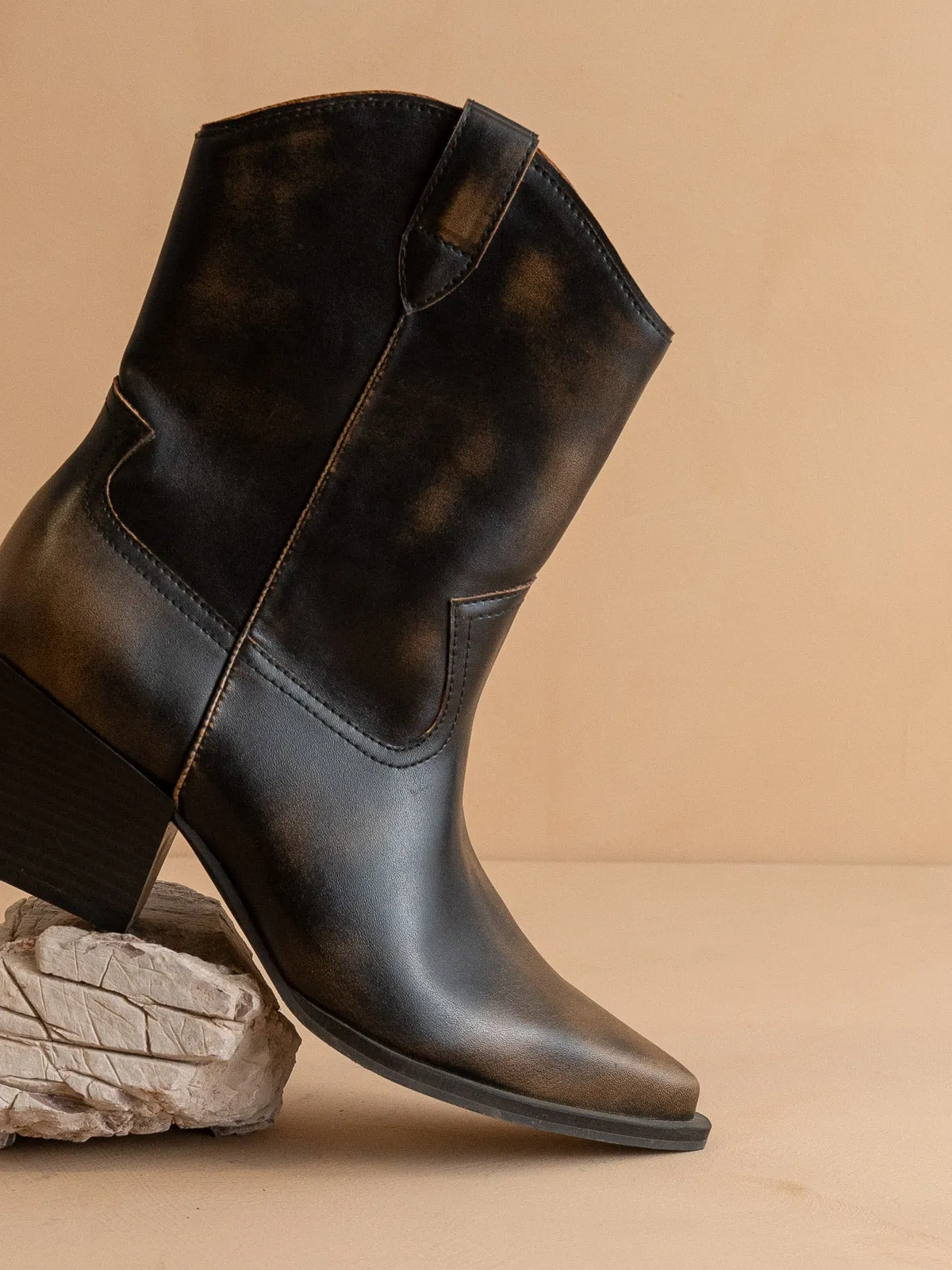 The Ames | Brown Short Cowboy Booties