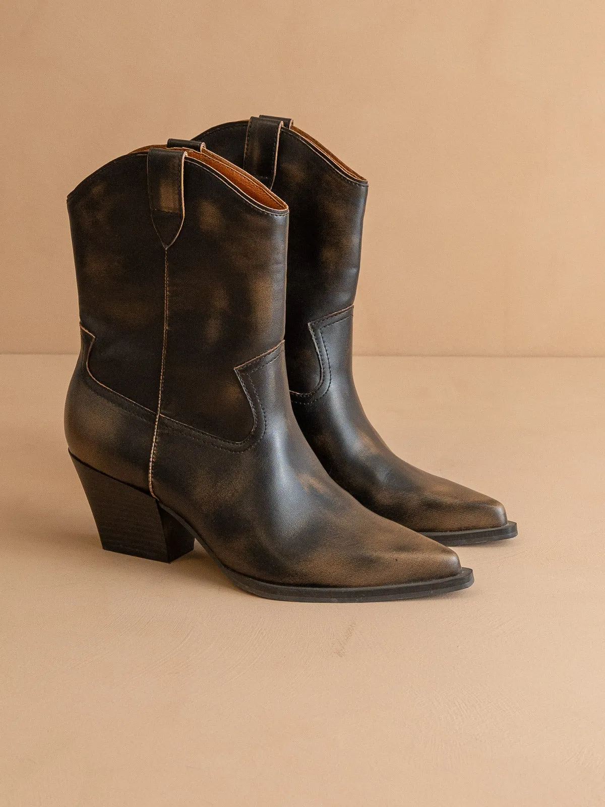The Ames | Brown Short Cowboy Booties