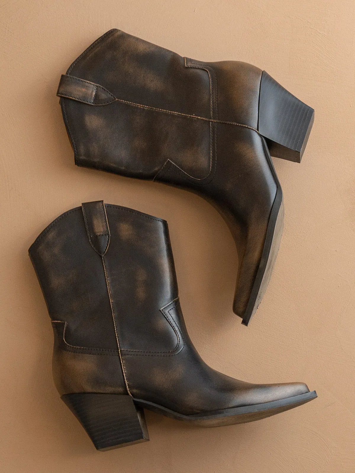 The Ames | Brown Short Cowboy Booties