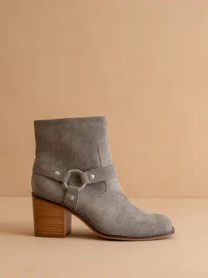 The Cameron | Grey Heeled Moto Chelsea Boot