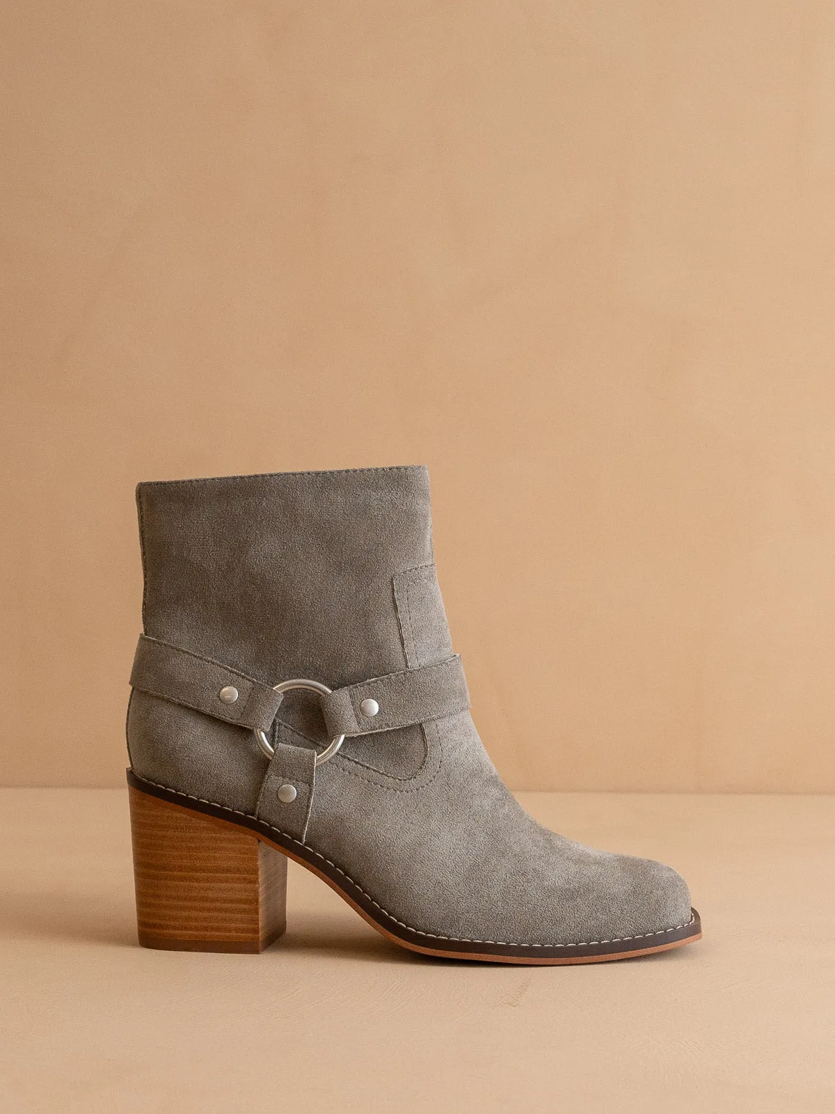 The Cameron | Grey Heeled Moto Chelsea Boot