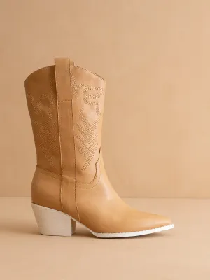 The Sephira | Tan Embroidered Western Short Boot