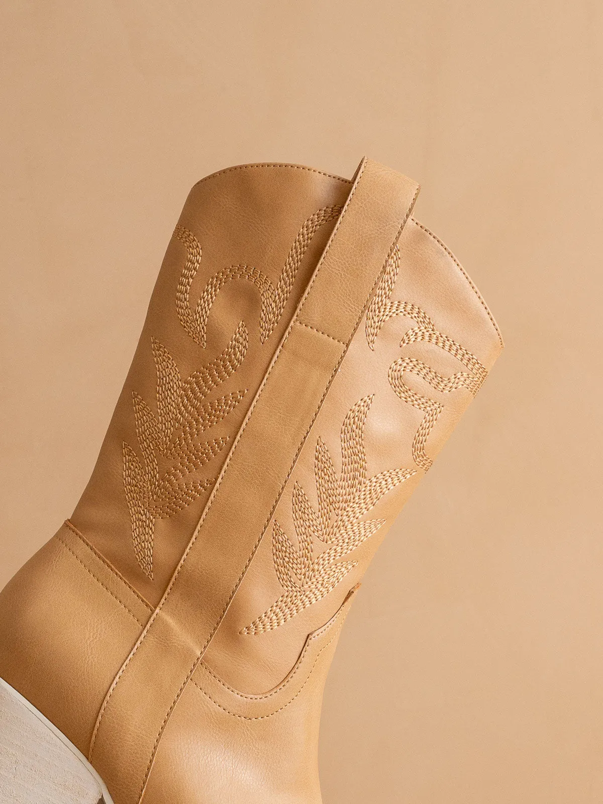 The Sephira | Tan Embroidered Western Short Boot