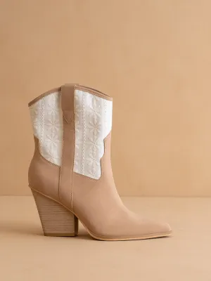 The Sutton | Dusty Pink  Floral Embroidered Cowboy Boot