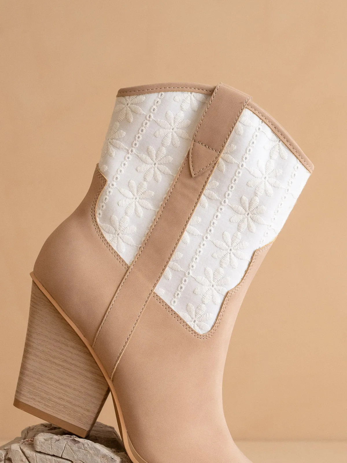 The Sutton | Dusty Pink  Floral Embroidered Cowboy Boot