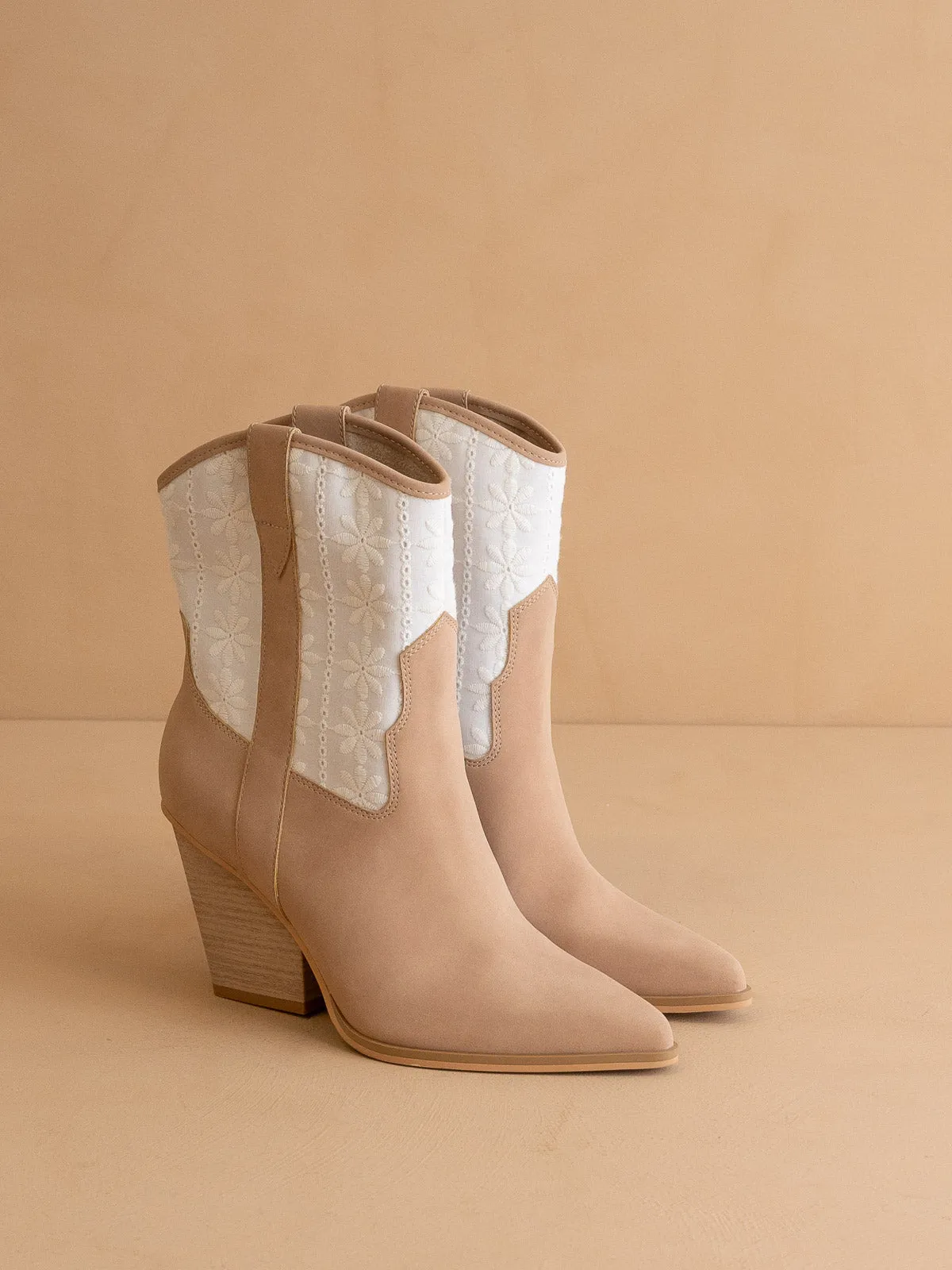 The Sutton | Dusty Pink  Floral Embroidered Cowboy Boot