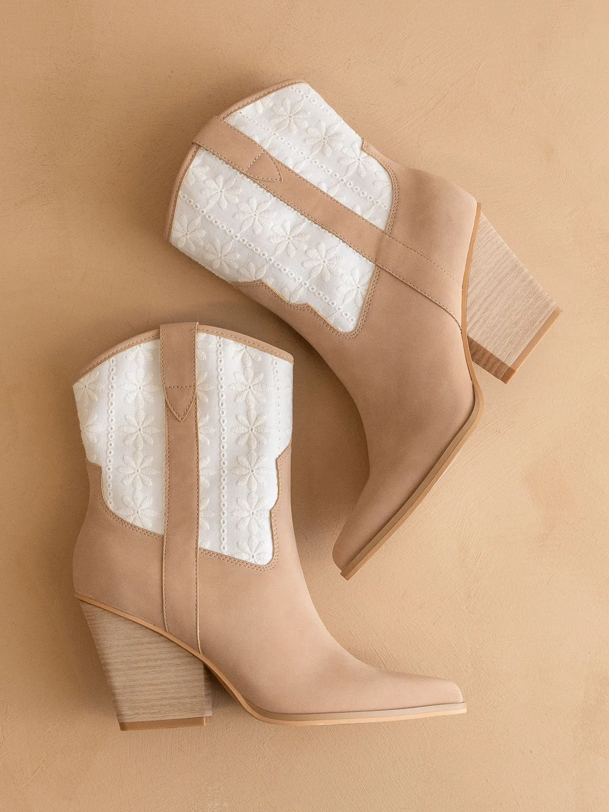 The Sutton | Dusty Pink  Floral Embroidered Cowboy Boot