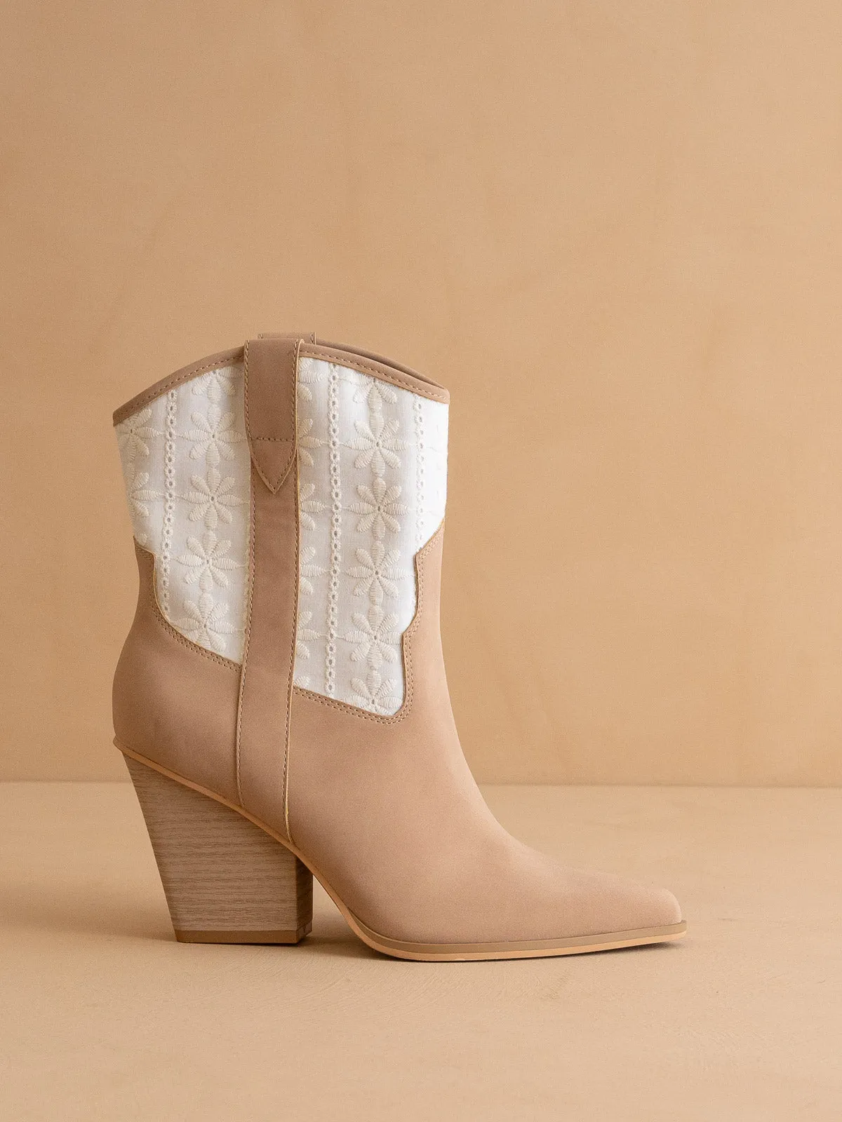 The Sutton | Dusty Pink  Floral Embroidered Cowboy Boot