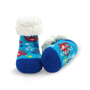 Toddler Classic Slipper Socks | Crab Blue