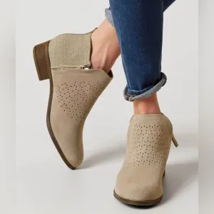 Tom's Deia Suede Perforated Side Zip Ankle Bootie Size 9.5 346