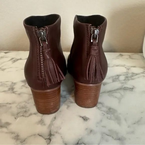 TOMS Women's Leila Bootie Oxblood Full Grain Leather Boot Size 7.5W
